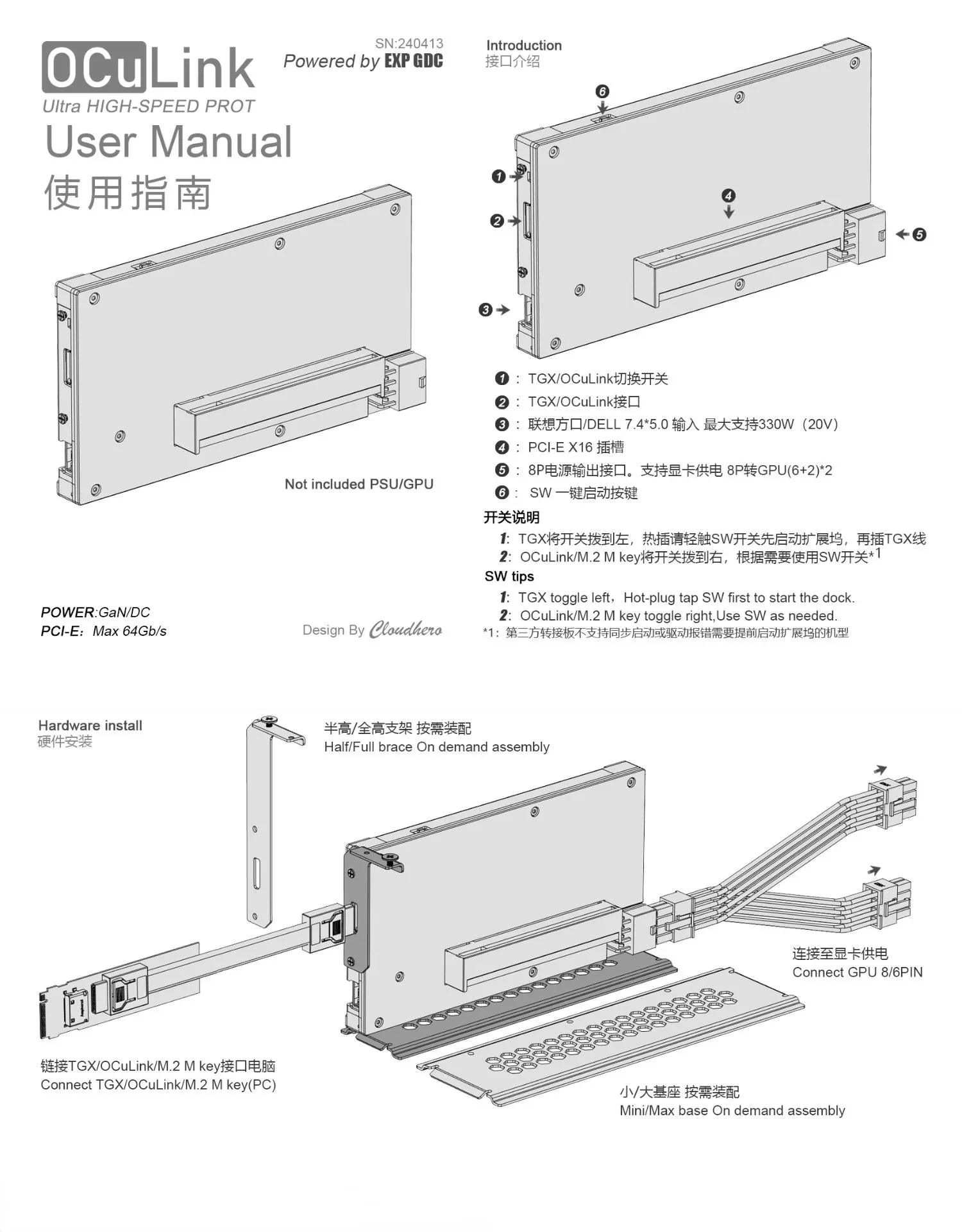 OCuP4GaN OCuLink GPU Dock Case - External Gpu Dock Pcie 4.0 Oculink 评论和价格